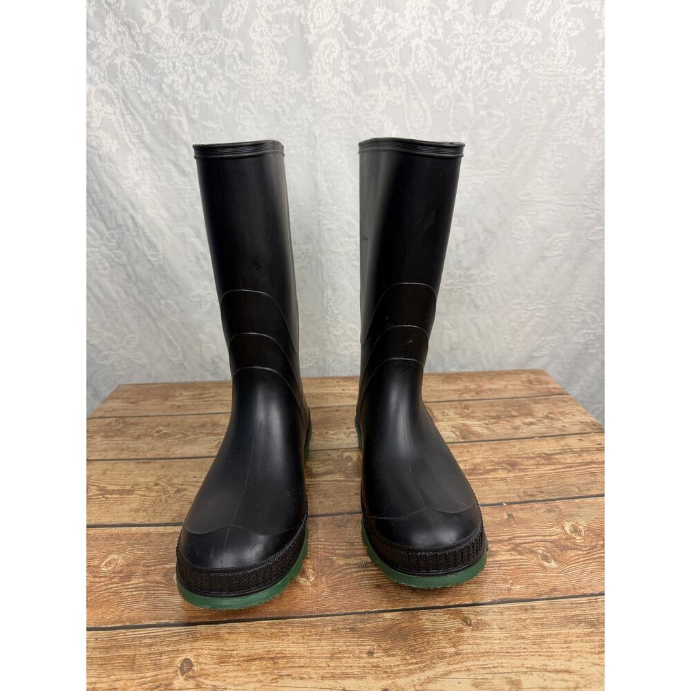 Women's Size 9 Black Rubber Rain Boots Made in Canada Green Sole Waterproof - Picture 3 of 8